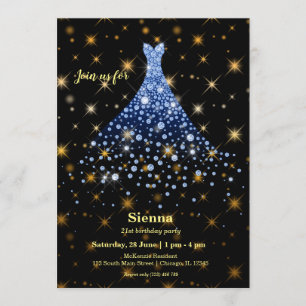 Diamond sparkling gown invitation