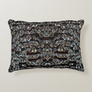 Diamond sparkly pattern elegant silver and black accent pillow