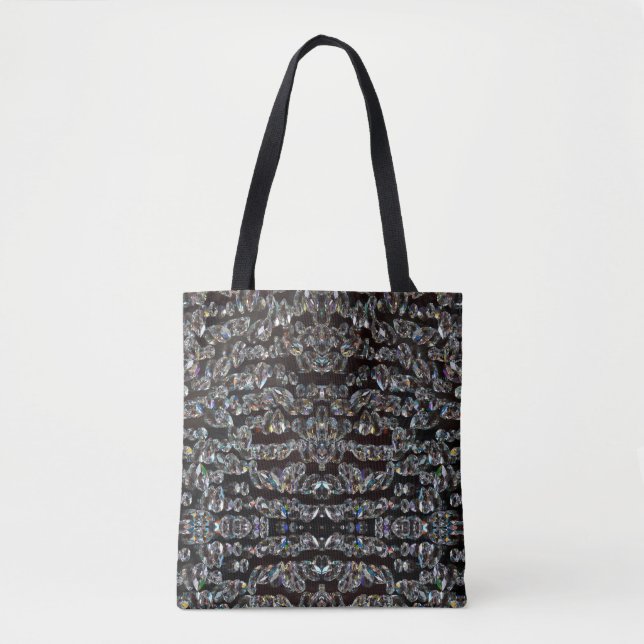 Diamond sparkly pattern elegant silver and black tote bag (Front)