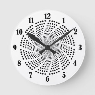 diamond square swirl deco round clock