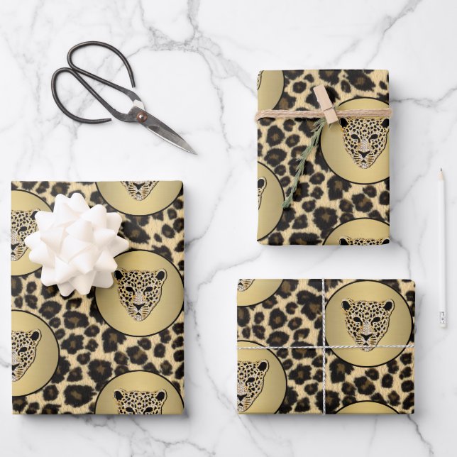 Diamond-studded Jaguar Wrapping Paper Sheet (Front)