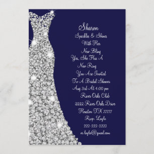 Diamond Studded Wedding Dress Bridal Invitation
