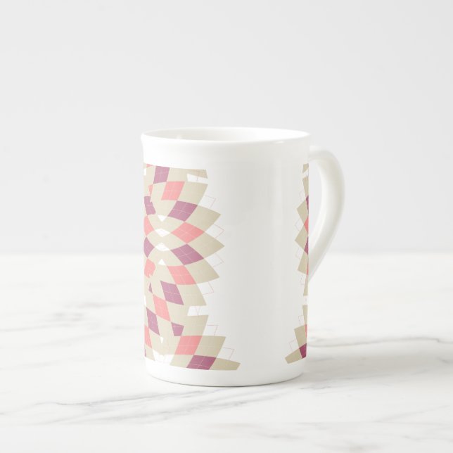 Diamond Swirl Pattern Bone China Mug (Front Right)