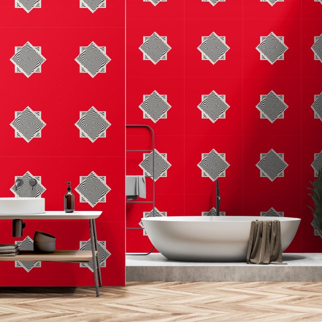 Diamond Swirl Red  Wallpaper (Bathroom)