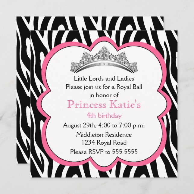 Diamond Tiara Birthday Party Invitation (Front/Back)