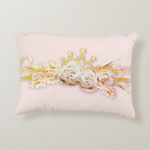Diamond Tiara rose floral lace sparkle reversable  Accent Pillow