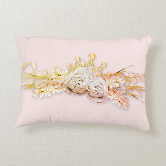 Diamond Tiara rose floral lace sparkle reversable  Accent Pillow (Back)