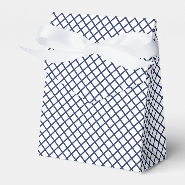 Diamond Trellis Navy Blue - White Favor Box (Front Side)