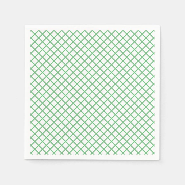 Diamond Trellis Summer Green - White Napkin (Front)