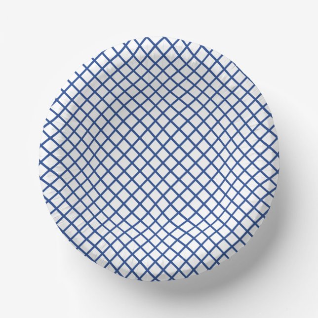 Diamond Trellis True Blue - White Paper Plate (Front)
