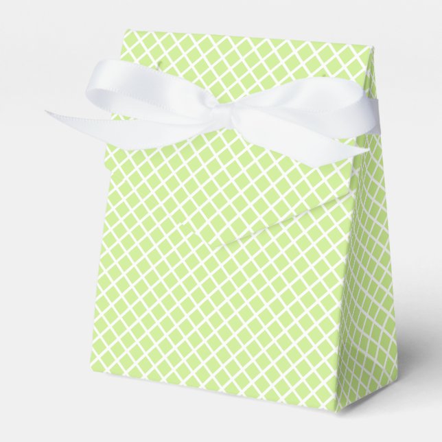 Diamond Trellis White - Spring Green Favor Box (Front Side)