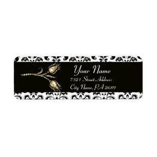 DIAMOND TULIPS BLACK WHITE  DAMASK