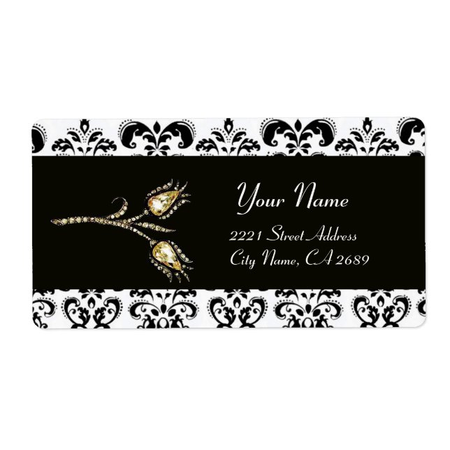 DIAMOND TULIPS BLACK WHITE  DAMASK (Front)