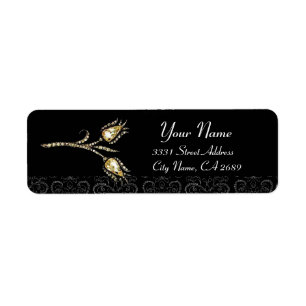 DIAMOND TULIPS BLACK WHITE  DAMASK