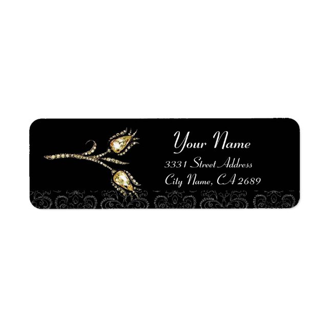 DIAMOND TULIPS BLACK WHITE  DAMASK (Front)