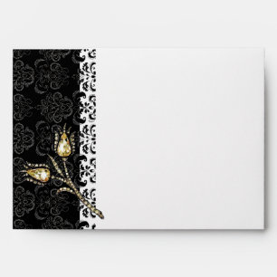 DIAMOND TULIPS ,Black White Damask Envelope