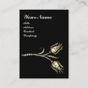 DIAMOND TULIPS MONOGRAM ,Black & White Platinum Business Card