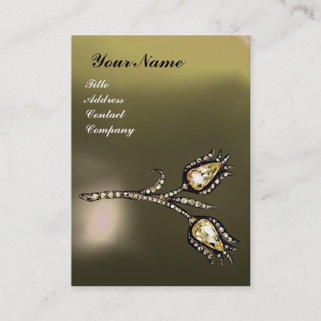 DIAMOND TULIPS MONOGRAM ,Grey Agate Business Card (Front)