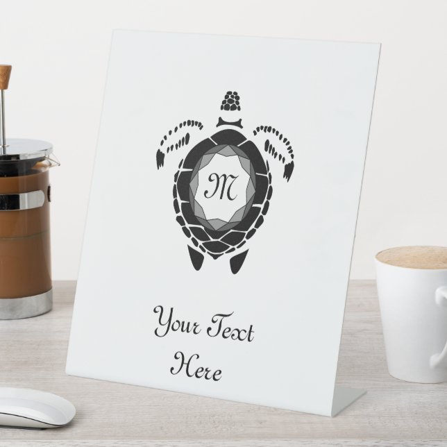 Diamond Turtle Shellback Monogram Pedestal Sign (In SItu)
