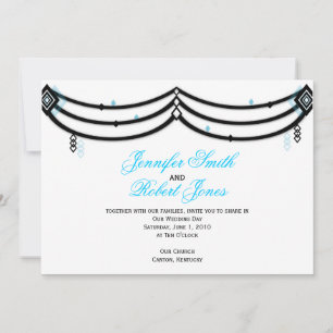 Diamond Valance in Black Aqua Wedding Invitation