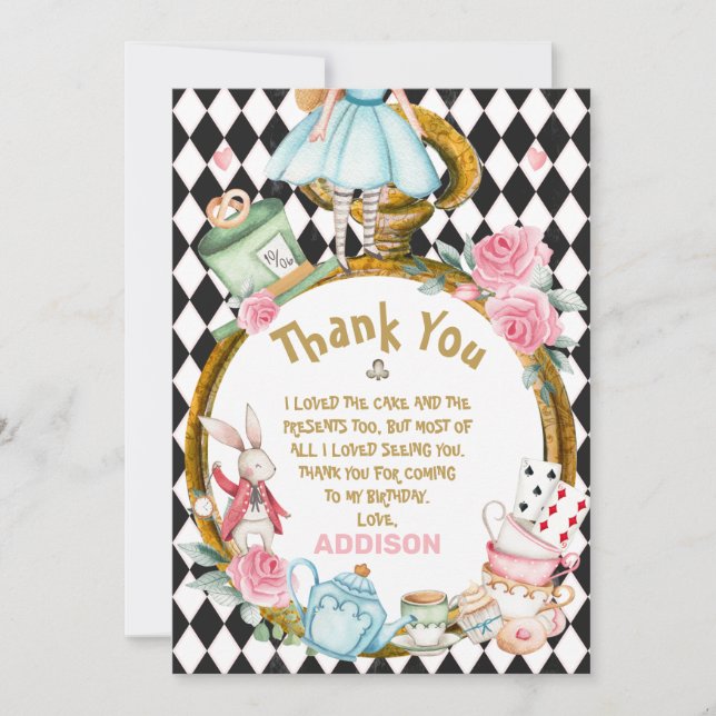 Diamond Watch Alice Wonderland Carte de remercieme (Devant)