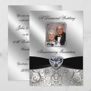 Diamond Wedding Anniversary 5x7 Photo Invite