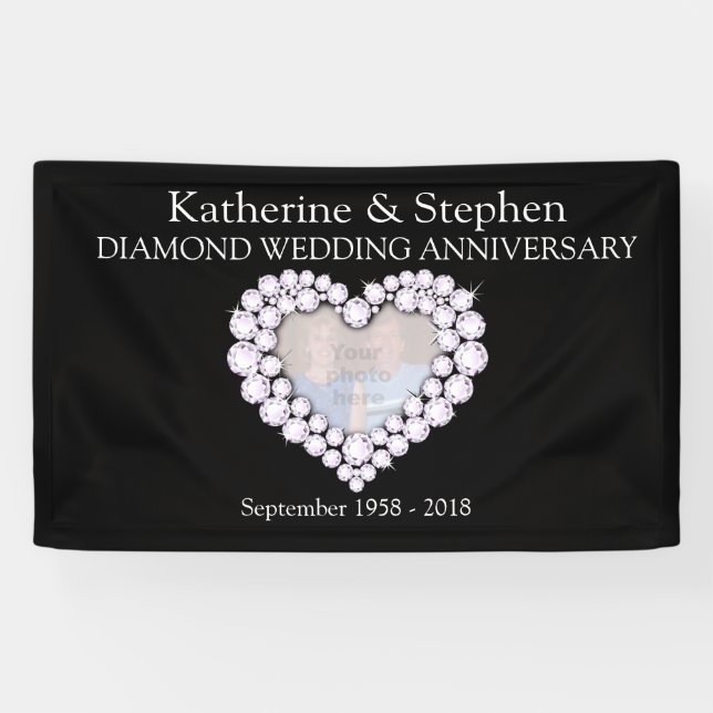 Diamond Wedding anniversary black banner (Horizontal)