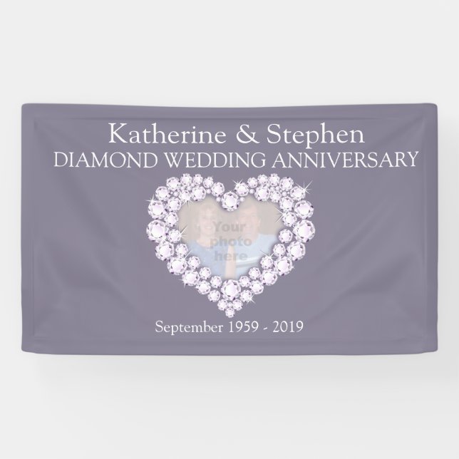 Diamond Wedding anniversary grey banner (Horizontal)