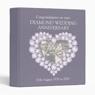 Diamond wedding anniversary grey photo folder binder