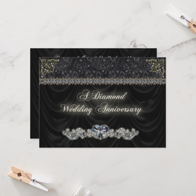 Diamond Wedding Anniversary Invitation Card (Front/Back In Situ)