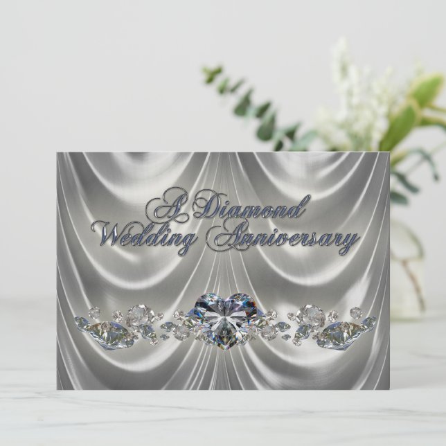 Diamond Wedding Anniversary Invitation Card (Standing Front)