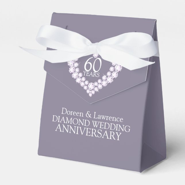 Diamond wedding heart 60 years thank you favour bo favor box (Front Side)