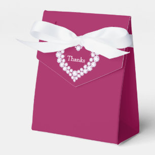 Diamond wedding heart thank you red favour box