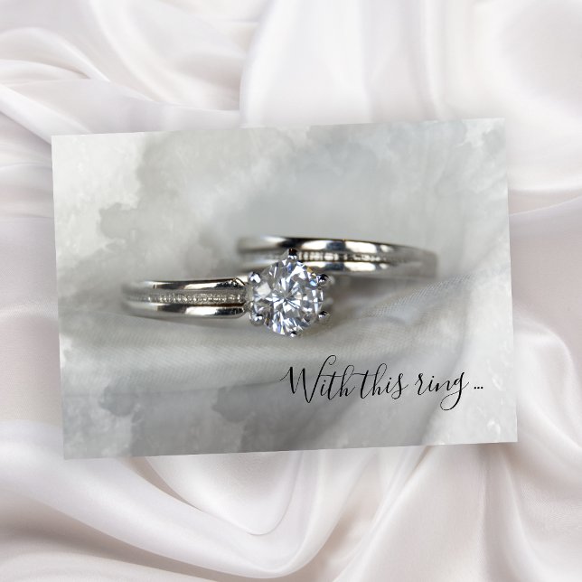 Diamond Wedding Rings on Grey Marriage Invitation (Creator Uploaded)