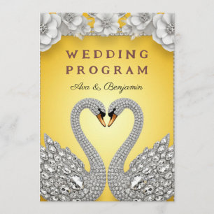 Diamond Wedding Swan Pair Luxury Romance Theme Program