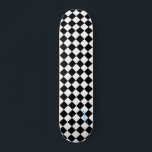 Diamond White & Black Checkers & Name or Text Skateboard<br><div class="desc">Stand out with this diamond white and black checkers print skateboard.  Complete with your name or text in your choice of red,  blue,  pink,  yellow,  and purple colors.</div>