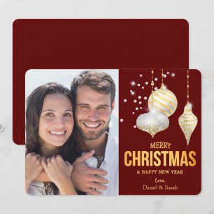 Diamond White Gold Christmas Tree Bulbs Photo Holiday Card