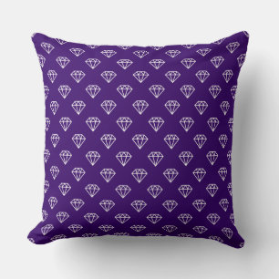 Diamond - White on Deep Purple Throw Pillow
