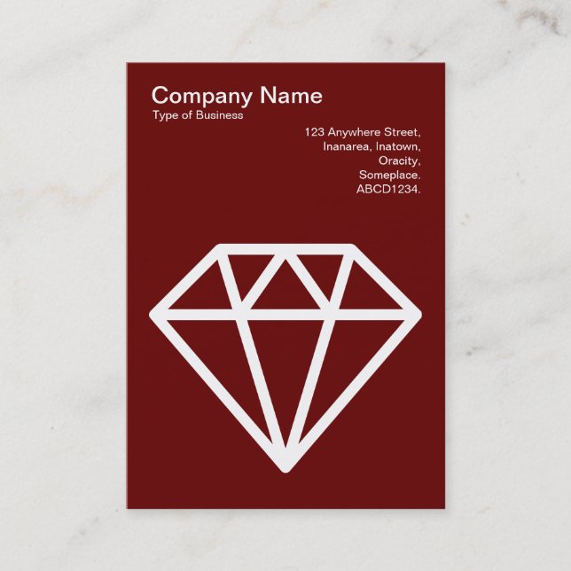 Diamond - White on Ruby Red Business Card (Front)