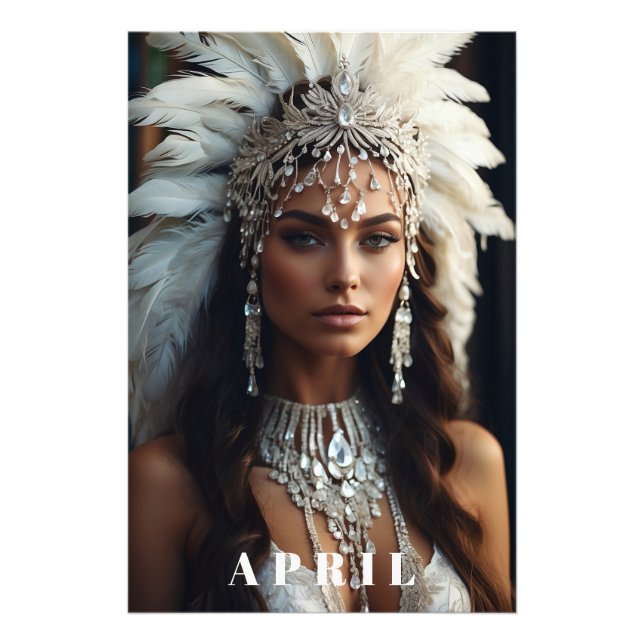 *~ DIAMOND Women AP53 Boho APRIL BIRTHDAY Photo Print (Front)