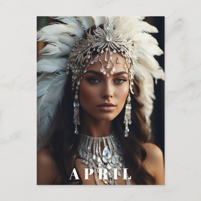 *~ DIAMOND Women AP53 Boho APRIL BIRTHDAY Postcard (Front)