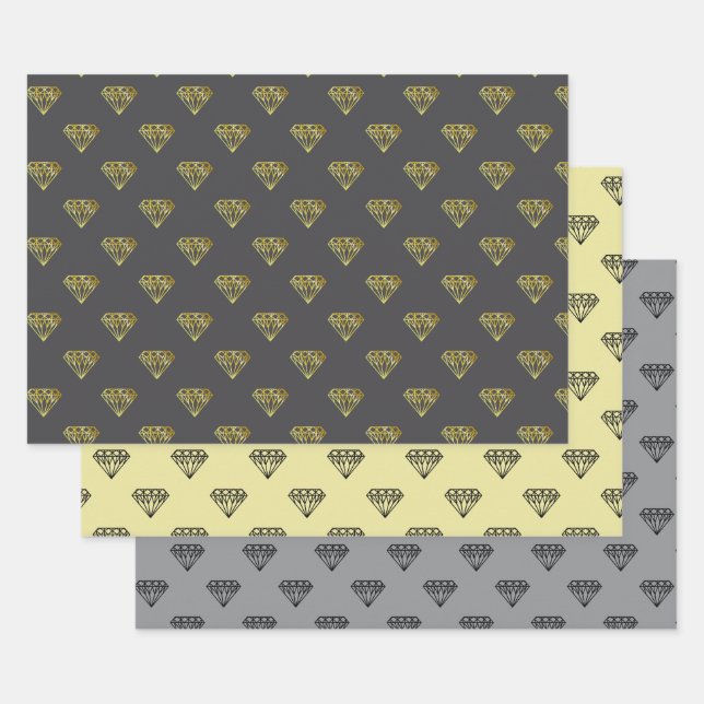 Diamond Wrapping Paper Flat Sheet Set of 3 (Set)