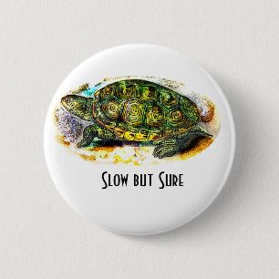 diamondback Terrapin Turtle from JungleWalk.Com 2 Inch Round Button