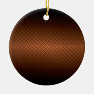Diamondplate Look Pattern  Black to Copper Fade Ceramic Ornament