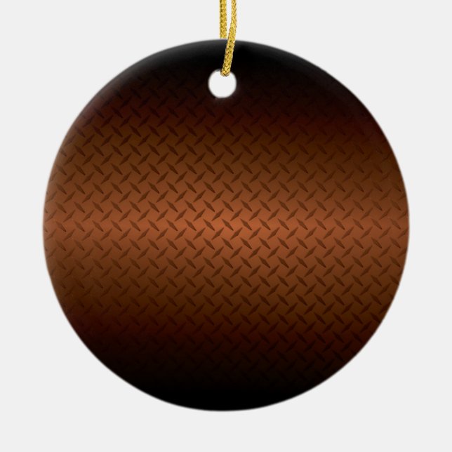 Diamondplate Look Pattern  Black to Copper Fade Ceramic Ornament (Front)