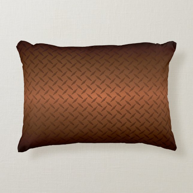 Diamondplate Look Pattern Black to Copper Fade Decorative Pillow (Front)