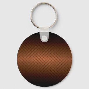 Diamondplate Look Pattern  Black to Copper Fade Keychain