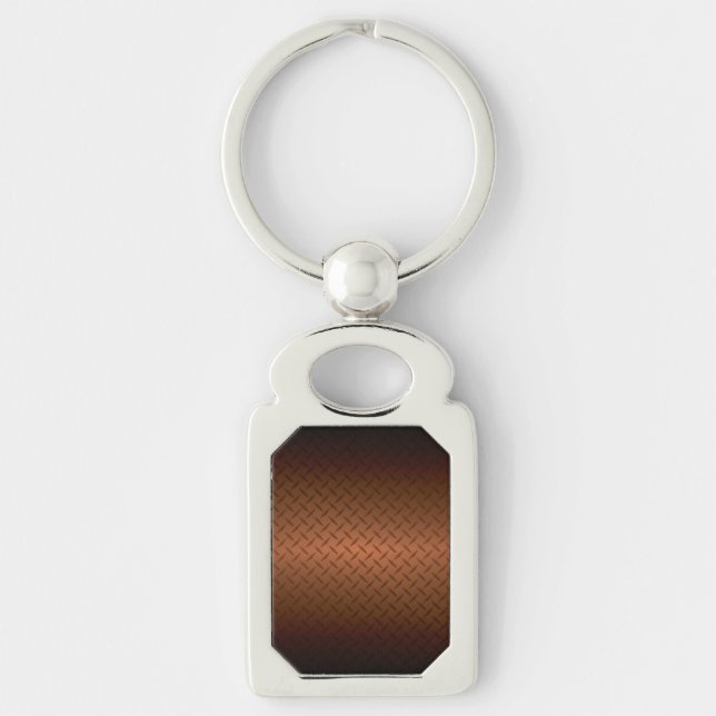 Diamondplate Look Pattern Black to Copper Fade Keychain (Front)