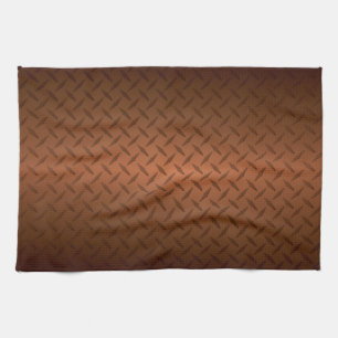 Diamondplate Look Pattern Black to Copper Fade Kitchen Towel