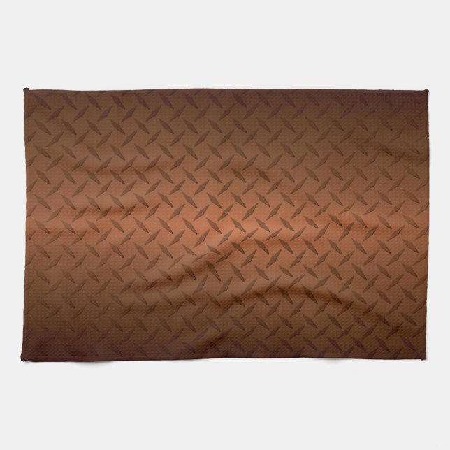 Diamondplate Look Pattern  Black to Copper Fade Kitchen Towel (Horizontal)